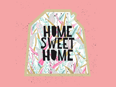 Home Sweet Home design drawing handdrawn home sweet home illustration lettering letters plant quote scandinavian swirl vector