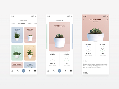 Plantly - Plant Watering App app design flat icon type typography ui ux