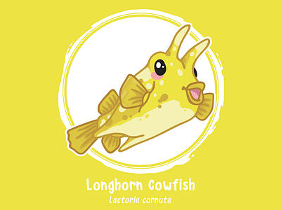 Huevember 02 // Longhorn Cowfish boxfish byte size treasure challenge cowfish huevember illustration reef fish saltwater fish