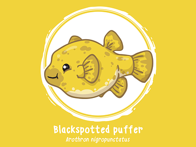 Huevember 03 // Blackspotted Puffer art challenge byte size treasure huevember illustration pufferfish reef fish saltwater fish