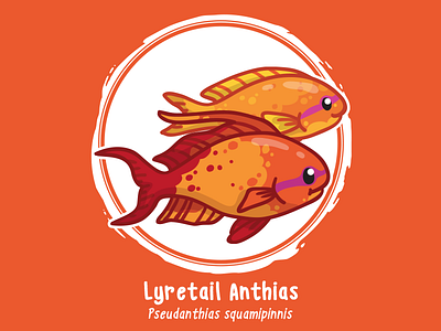 Huevember 07 // Lyretail Anthias art challenge byte size treasure huevember illustration reef fish saltwater fish