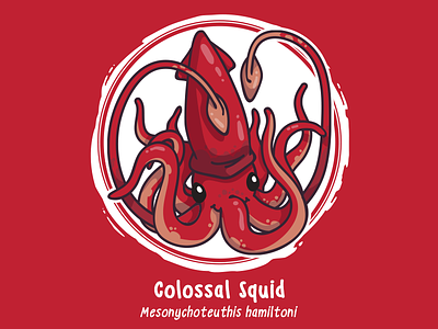 Huevember 09 // Colossal Squid art challenge byte size treasure cephalopod giant squid huevember illustration saltwater fish squid