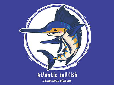 Huevember 17 // Atlantic Sailfish art challenge byte size treasure huevember illustration reef fish saltwater fish