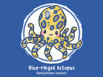 Huevember 18 // Blue-Ringed Octopus art challenge byte size treasure huevember illustration reef fish saltwater fish