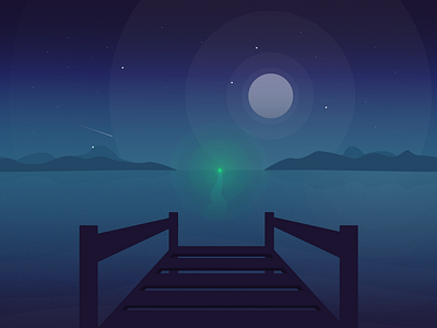 Three: The Green Light dock gatsby green light icon a day moon night ocean stars