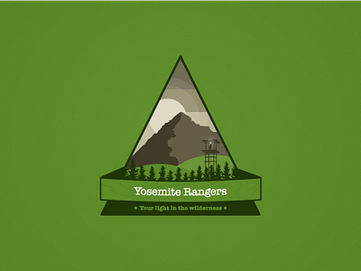 Four: Yosemite Rangers badge evergreen forest icon a day lookout mountain ranger triangle watchtower
