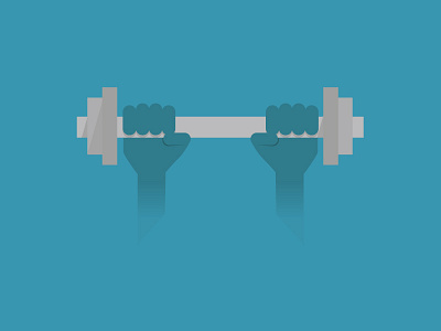 Fitness blue dumbbell fitness flat grey hands illustration lifting