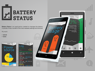 Battery Status app battery design app icons mobile mobile app smartphone ui ui ux ux windows windows app