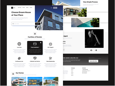 Real Estate Landing Page app branding clean design flat mobile sketch type typography ui ux web