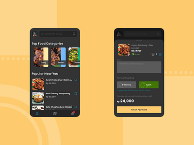 Food Delivery Dark Mode app branding clean design mobile sketch ui ux