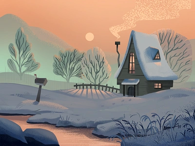 Winter cabin cabin illustration snow winter winter illustration