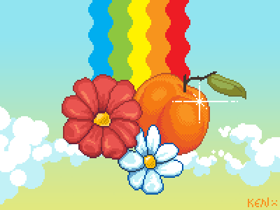pixel art practice flower fruit pixel rainbow
