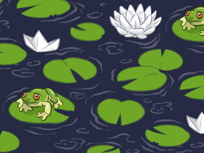 02 Lily Pads frog illustration lily pad pattern photoshop