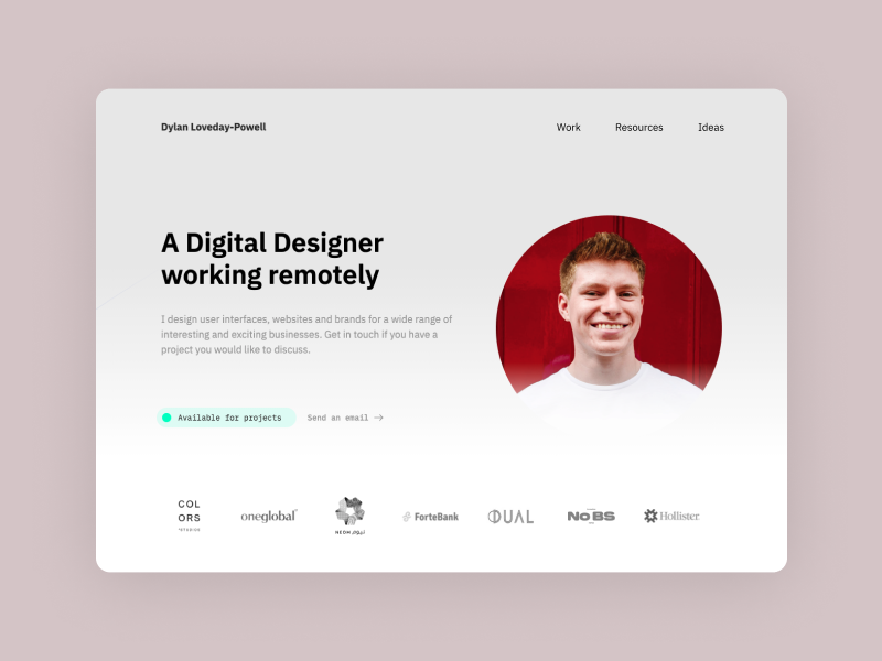 New Portfolio Design by Dylan Loveday-Powell on Dribbble