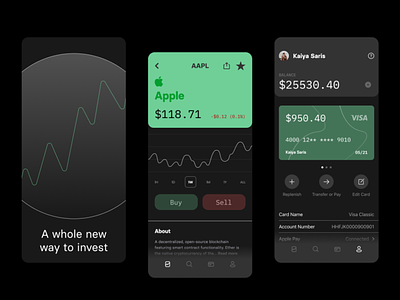 Investing App | UI Design apple clean design finance fintech green investing ios minimal mobile money simple ui