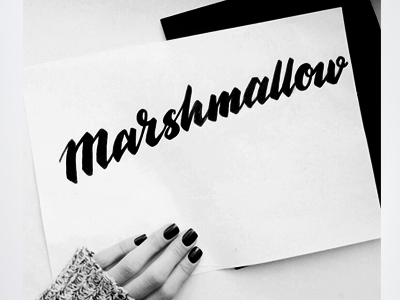 Marshmallow hand lettered sketch