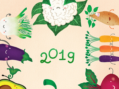 Veggie Calendar Cover character design design healthy illustration kids procreate