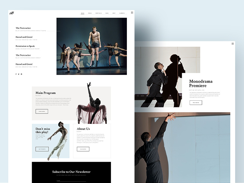 Bard - A Theatre and Performing Arts Theme troupe tour tickets theatre show play performance opera director dance culture concert ballet art actor webdesign branding portfolio wordpress design