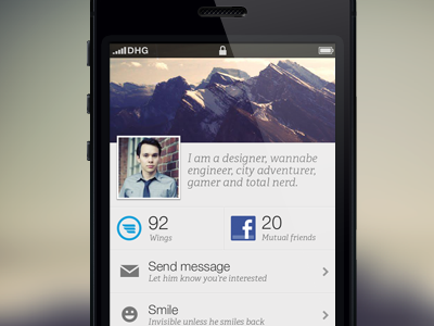 Profile adelle avatar clean facebook header ios iphone list profile proxima nova simple