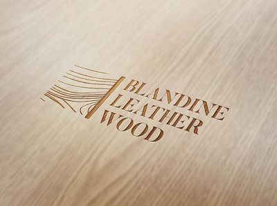 Wood Leather logo artisanat bois et cuir branding branding design engraved freelancer graphic design leather logo signature wood