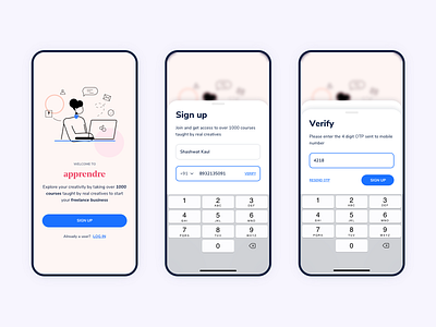 Sign up flow animated app design flat illustration interaction design minimal signup ui ui ux ui design uidesign ux vector