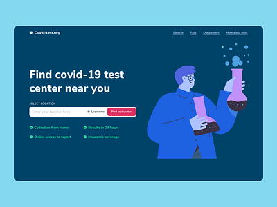 Covid-19 Test center app covid 19 design design art designs dribbble flat illustration interaction design minimal ui ux vector visual