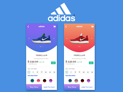 Adidas app design flat minimal ui ux vector web