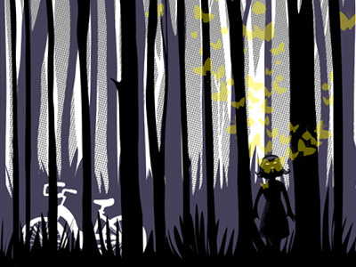 Emily Returns art print bicycle poster screenprint woods