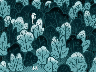 The Forest Edge art print night poster screenprint woods