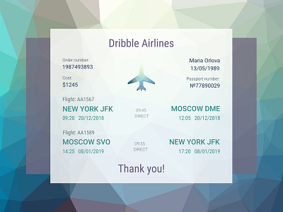 Daily UI Challenge #017 - Email flight receipt