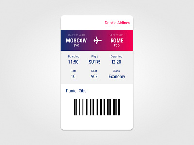 Daily UI Challenge #024 - Boarding Pass