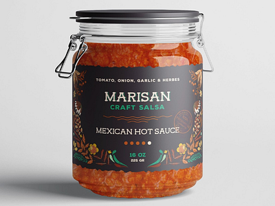Hot Sauce Label Design black branding jar label labelpacking mexican packing retro salsa sauce vintage