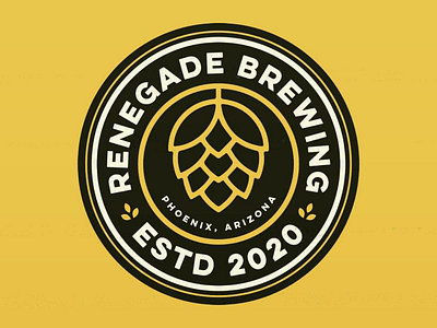 Renegade Brewing Logo Design badge beer branding brewing logo logodesign retro round vintage yellow