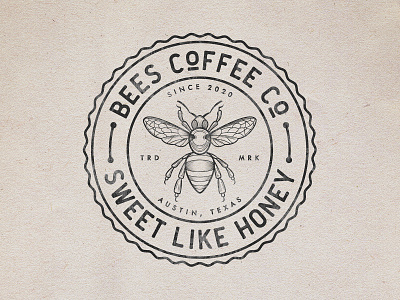 1/3 Bees Coffee Co branding design illustration logo retro retro design typography vintage badge vintage font vintage logo