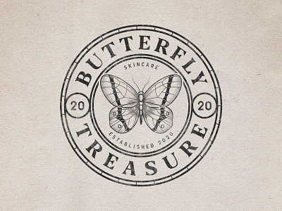 2/3 Butterfly Treasure Logo branding design illustration logo retro retro design typography vintage badge vintage font vintage logo