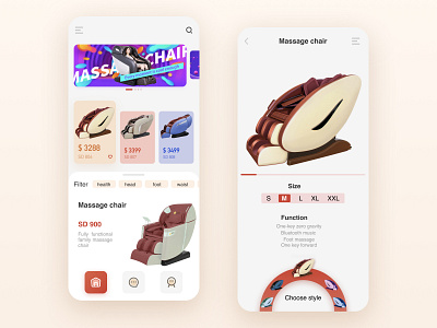 Massage chair e-commerce app app dribbble ui ux 设计