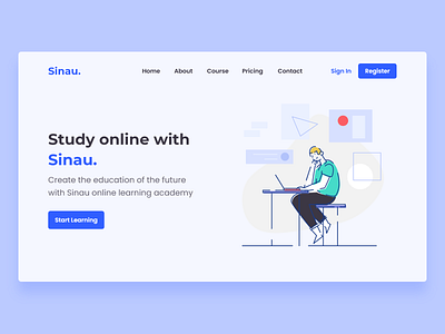 Sinau illustration landingpage learning platform sinau study app uidesign uiuxdesign webdesign website design