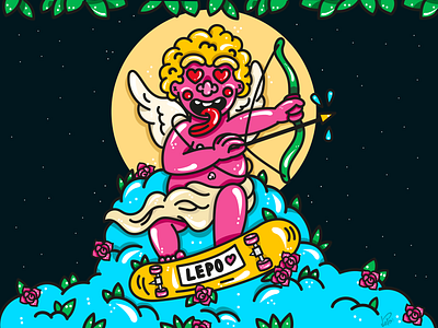 Cupid Shredding charactedesign illustration skateboard