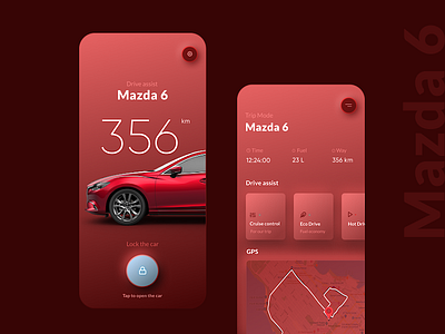 Drive assist app - Mazda 6 app dark dark ui design skeuomorphic ui ux