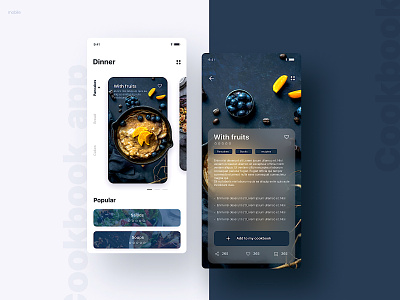 Cookbook UI mobile; app design