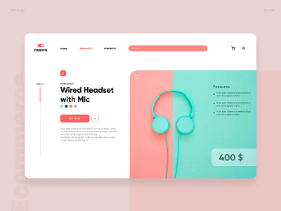 Headset web design; UI desktop