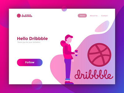 Hello Dribbble app branding character design flat icon identity illustration illustrator lettering type ui vector web website