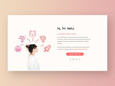 Neko about me about page clean design homepage homepage design minimal personal brand personal branding portfolio portfolio design portfolio page ui ux web web design website website concept