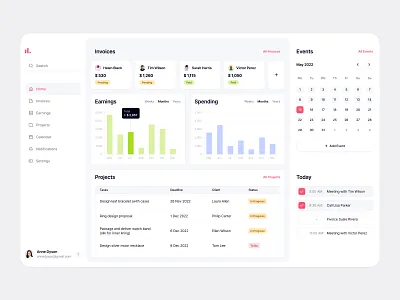 Client Management Platform – Web App branding calendar chart clean client company design agency dribbble fintech invoice minimal ui ui design ux webapp