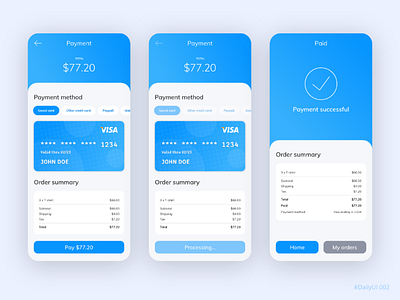 Payment checkout dailyui mobile checkout adobexd