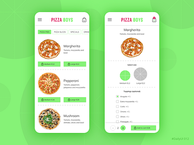 E-commerce shop adobe xd app cart dailyui e commerce e commerce shop mobile pizza pizzeria shop