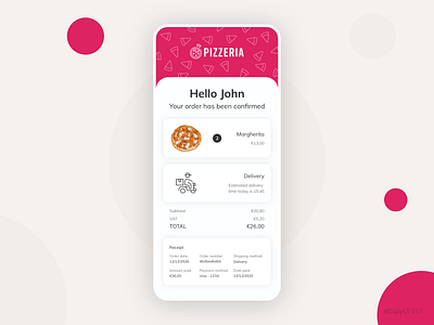 Receipt adobe xd confirmed daily ui dailyui order orders pizza receipt