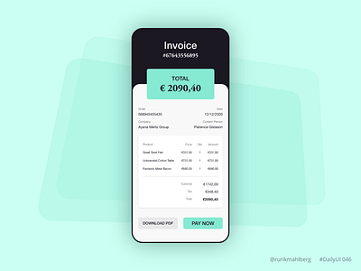 Invoice app checkout color daily ui design interface invoice minimalist mobile modern payment trendy