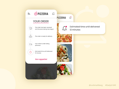 Notifications activity app daily ui delivery design message mobile modern notifications pizza trendy