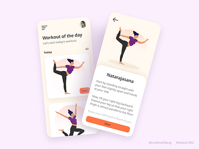 Workout of the day challenge daily ui day design workout yoga